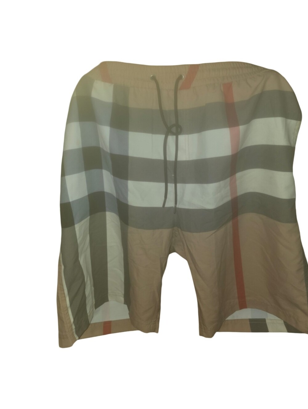 Burberry Beige, Black, White & Red Plaid Swim Shorts